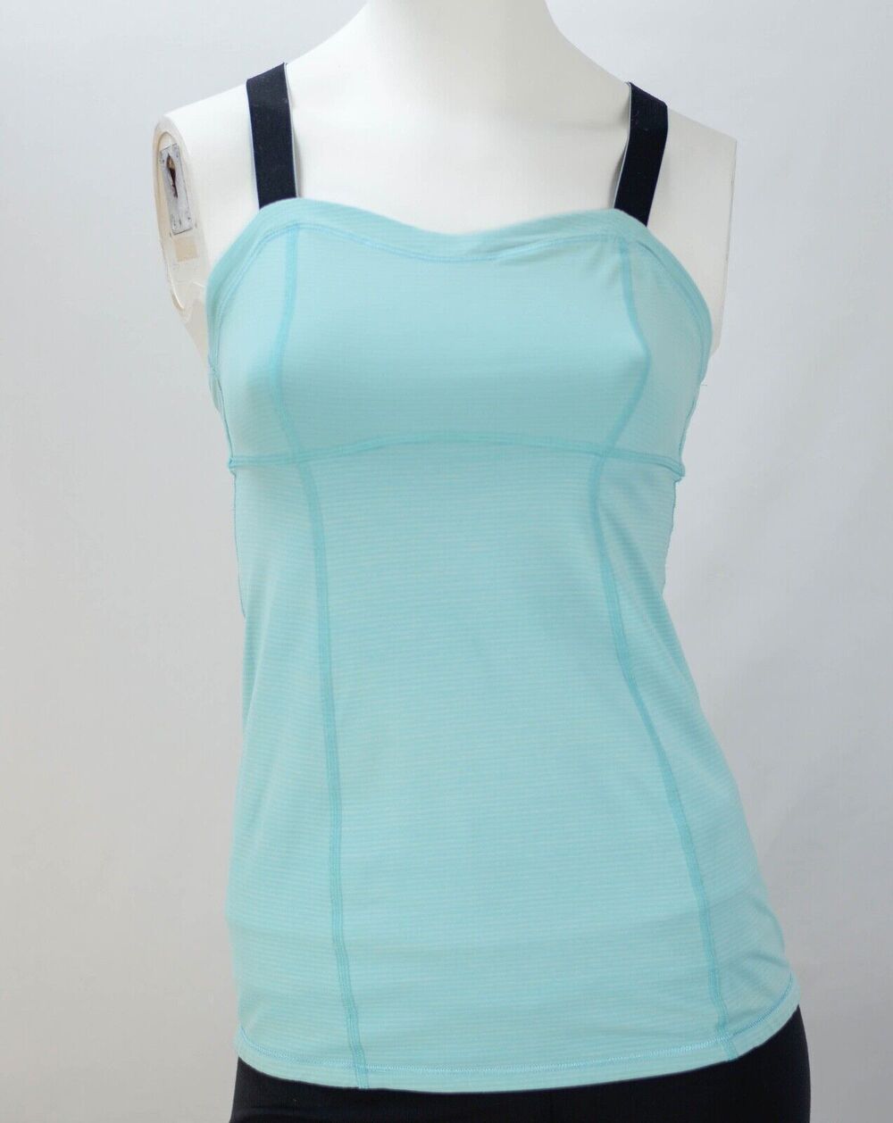 Lululemon Blue White Stripe Tank Adjustable Straps Built In Sports Bra Size 4